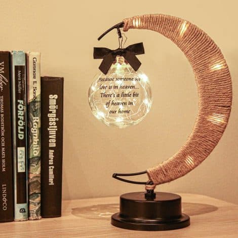 In Memory Moon Lamp: A heartfelt gift to commemorate a lost loved one’s life. Offer comfort during bereavement/condolence.