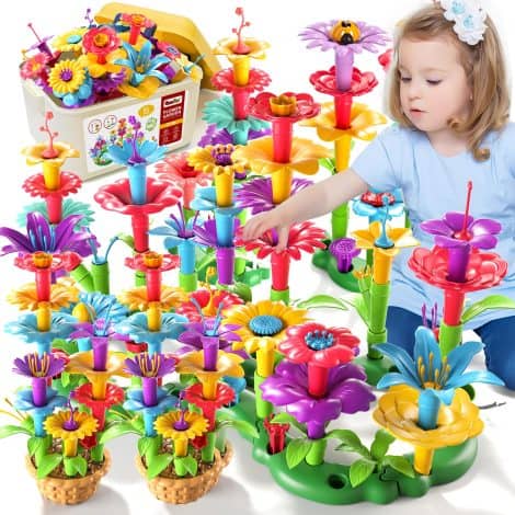 Garbo Star Toys: A perfect birthday gift for young girls aged 3-6 years; includes 81 flower building pieces for educational fun.