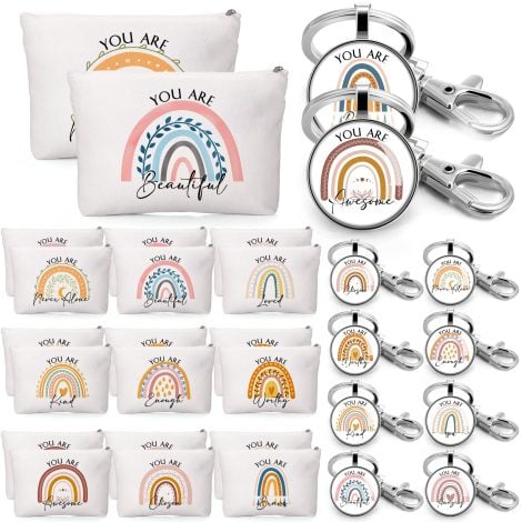 “Get inspired with a 40-piece set of Sieral Rainbow Cosmetic Bags & Keychains – perfect for gifting!”