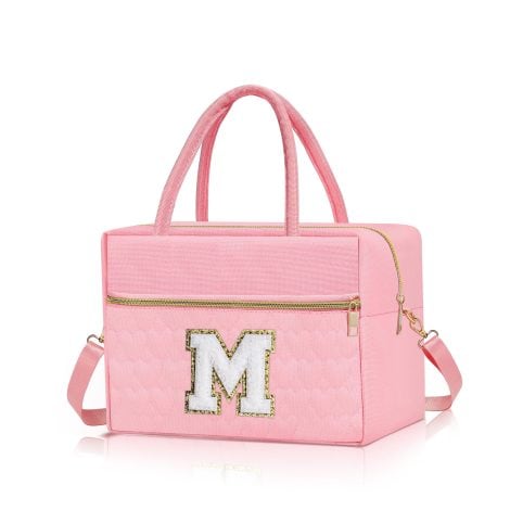 Cute Pink Insulated Lunch Bag, perfect as Christmas or birthday gift for women, teens, and friends.