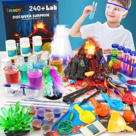 SNAEN Science Kit – Exciting experiments, crystal growth, volcano eruption! STEM toys for 6-11 year old kids.