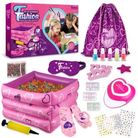 TingingYuli Girls’ Foot Spa and Manicure Kit, perfect sensory spa experience with nail art for sleepover parties.