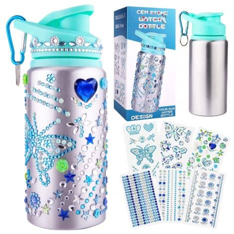 Fenreen Girls’ Water Bottle Decorating Kit – Creative DIY Craft Set for Ages 4-12, Perfect for Birthdays and Christmas.