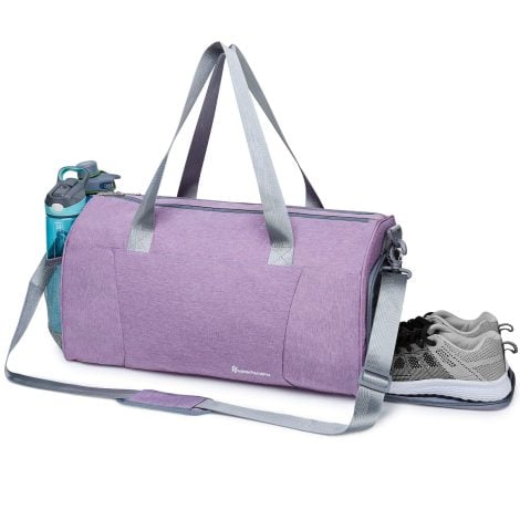 Purple Sports Gym Bag for Men and Women with Separate Compartments for Wet Items and Shoes, One Size.