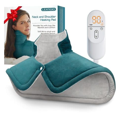 Blue Neck and Shoulder Heating Pad: Relieve pain, perfect gift for birthdays and Christmas, with 6 heat settings.