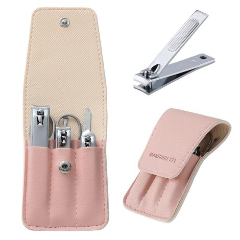 6-piece nail clipper set for women, comes in a pink case, perfect stocking stuffers for adults at Christmas.