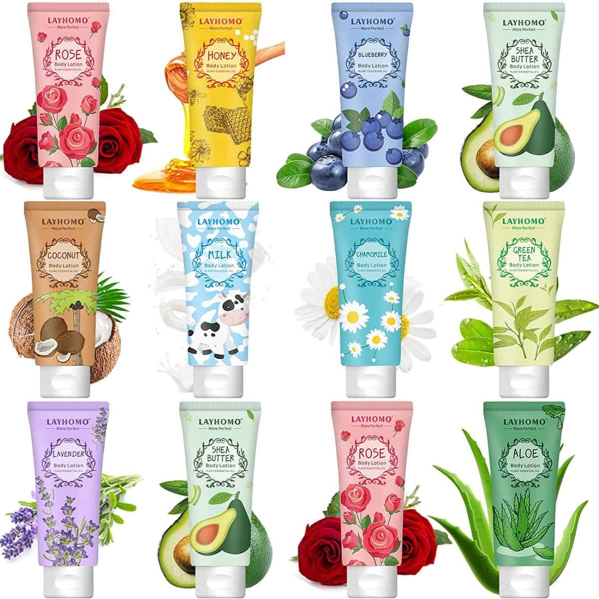 CLOTHES OF SKIN 12 Pack Body Lotion Gift Set for Women,Natural Fragrance Body Care Cream Moisturizing Travel Size Body Lotion With Shea Butter and Aloe,Bulk Body Lotion Sets, Christmas Stocking Stuffers Valentines Day Mother's Day Gifts for Her Women Girlfriend Mom Wife