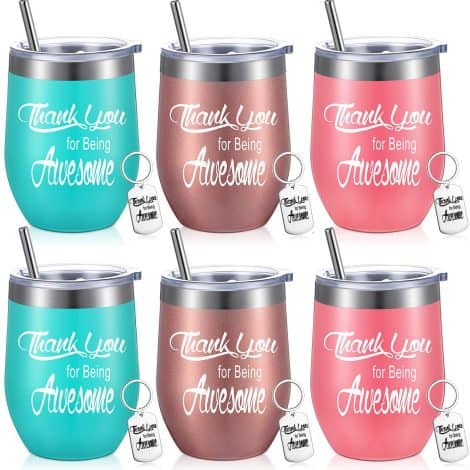 “Thank You for Being Awesome” Wine Tumbler Set – Show appreciation to your staff with these stylish stainless-steel tumblers in various colors.