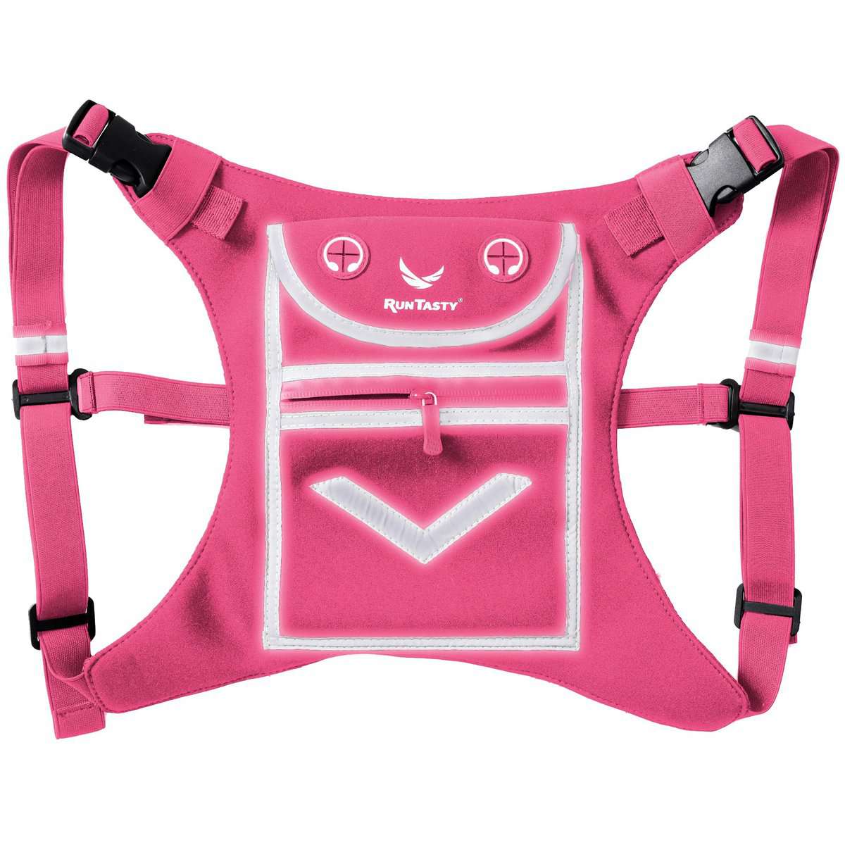 Pink Running Mini Backpack Vest for Men & Women - Reflective w/360°Hi-Viz, Holds Accessories, any iPhone, Android, iPad mini - Lightweight Adjustable gear for Fitness, Walking, Cycling, Hiking, etc!