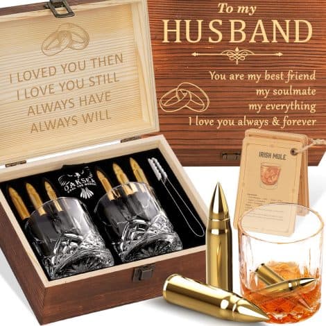 This is a cool engraved Whiskey Stones Glasses Set, perfect as a birthday or wedding gift for men.