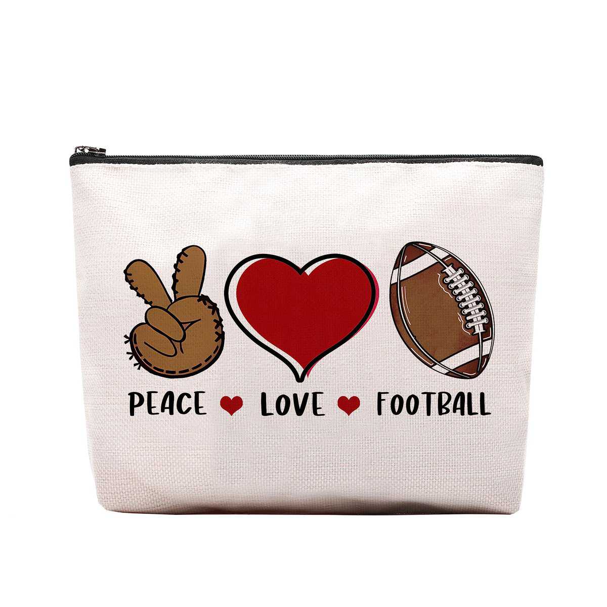 CEASQVAA Football Gifts Makeup Cosmetic Bag for Women, Football Coach Gifts, Football Team Gifts for Football Lovers Players Fans Birthday Gifts for Her Women