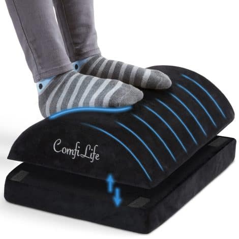 ComfiLife Ergonomic Foot Rest: Soothe back and hip pain while working or gaming with this adjustable memory foam foot stool.