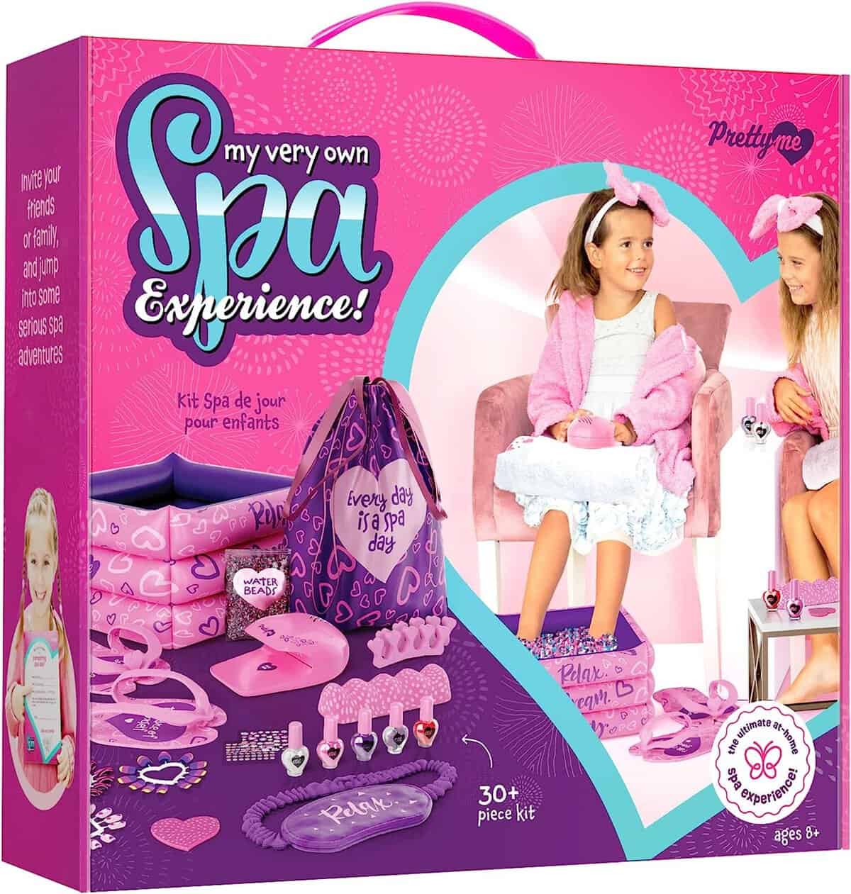 Spa Day Gift Set for Girls - Kids Manicure Pedicure Kit for Ages 8, 9, 10-12 Year Old Girl Gifts - Nail Art Salon + Sensory Beads Foot Spa + Accessories Kit - Self Care Toys Age 8-12