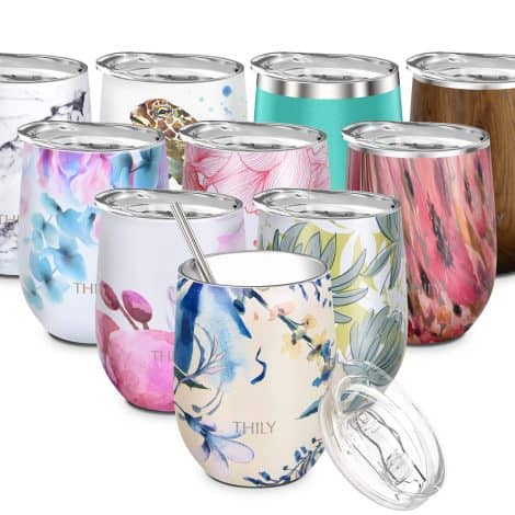 Keep your drinks cold in style with the THILY Orchid Insulated Wine Tumbler – perfect for coffee, cocktails, and more!