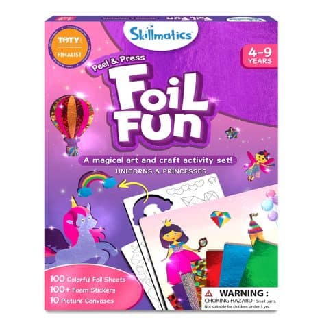 Fun and Mess-Free Foil Unicorn and Princess Art Kit, Perfect Travel Toy for Boys and Girls Ages 4-9.