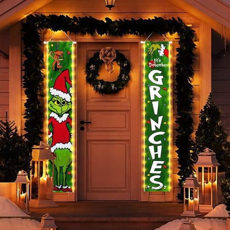 Festive LED Christmas decorations: Welcome the holiday season with a porch sign perfect for indoor/outdoor parties! 12×72 inches. (Includes 2 lights)