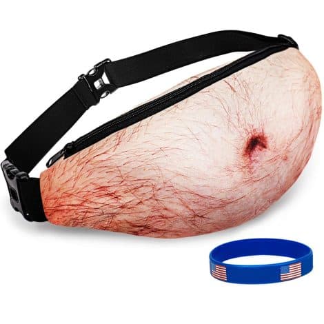 Humorous Presents White Elephant Presents, Clever Prank Gifts Dad Bag Fanny Pack & 3D Beer Belly Waist Pack Water-Resistant. Perfect for Christmas!