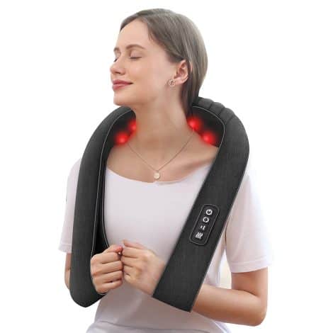 Portable and lightweight neck and back massager with heat for muscle pain relief – perfect Christmas gift.