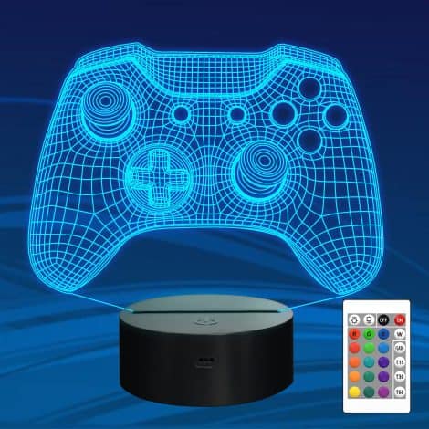 3D Illusion Lamp, Attivolife Gamepad Night Light with Remote Control. Perfect gamer room decor and gift.