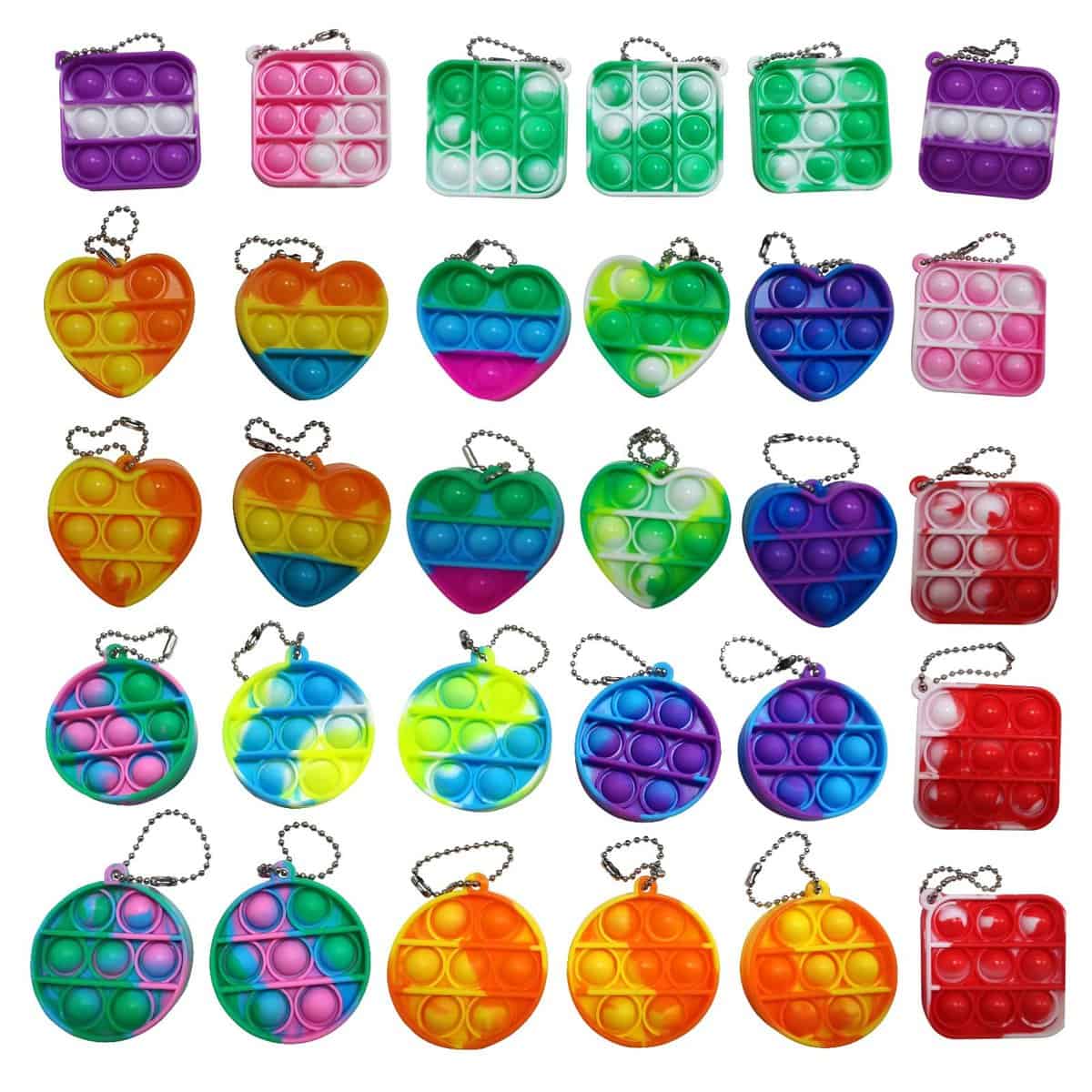 30Pack Party Favor,1.96''Mini Pop Fidgte pop Keychian Bulk Pop Fidget Pack for Kids Teens ,Stocking Stuffers Birthday Party Supplies ,School ,Goodie Bags Fillers,Prizes ,Students Gifts