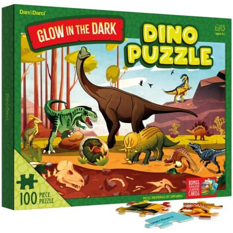 Dino Toys: Illuminating 100-piece Dinosaur Puzzle – Perfect Gift for American Kids aged 3-8 on Holidays and Birthdays!