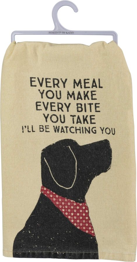 28″ x 28″ I’ll Be Watching You Cotton Dish Towel, crafted by Primitives by Kathy for a rustic touch.