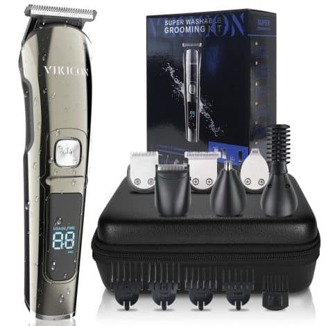 VIKICON Men’s Grooming Kit: All-in-one Waterproof Beard Trimmer, Razor, Nose Trimmer, with Travel Case. Perfect Gift for Men!