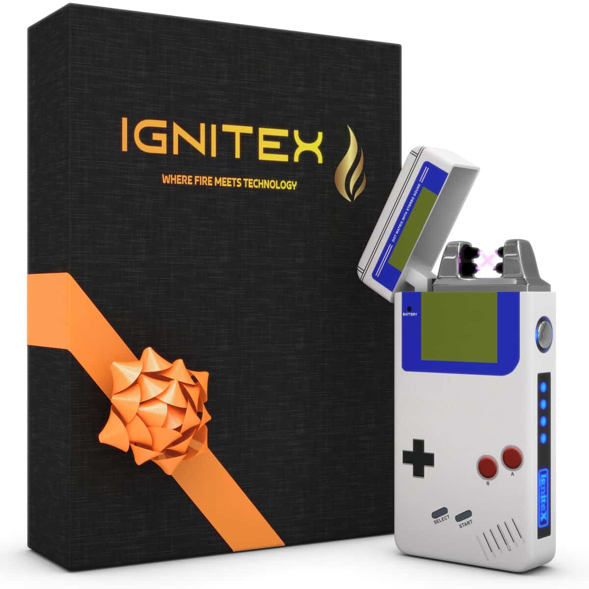 IGNiTeX - Electric Lighter - Rechargeable USB Lighter with LED Battery Indicator - Windproof Flameless Plasma Arc Lighter - Butane Free - Perfect Cool Unique Retro Gamer Gift for Men & Women