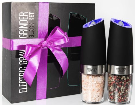 KSL Gravity Electric Salt and Pepper Grinder Set – Perfect Christmas gift for easy and automated seasoning.