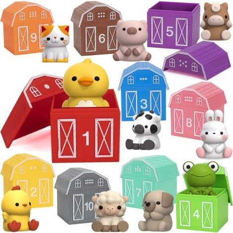 Farm Animal Learning Toy Set – Fun, educational gift perfect for 1-3 year olds to enhance counting, colors, and fine motor skills.