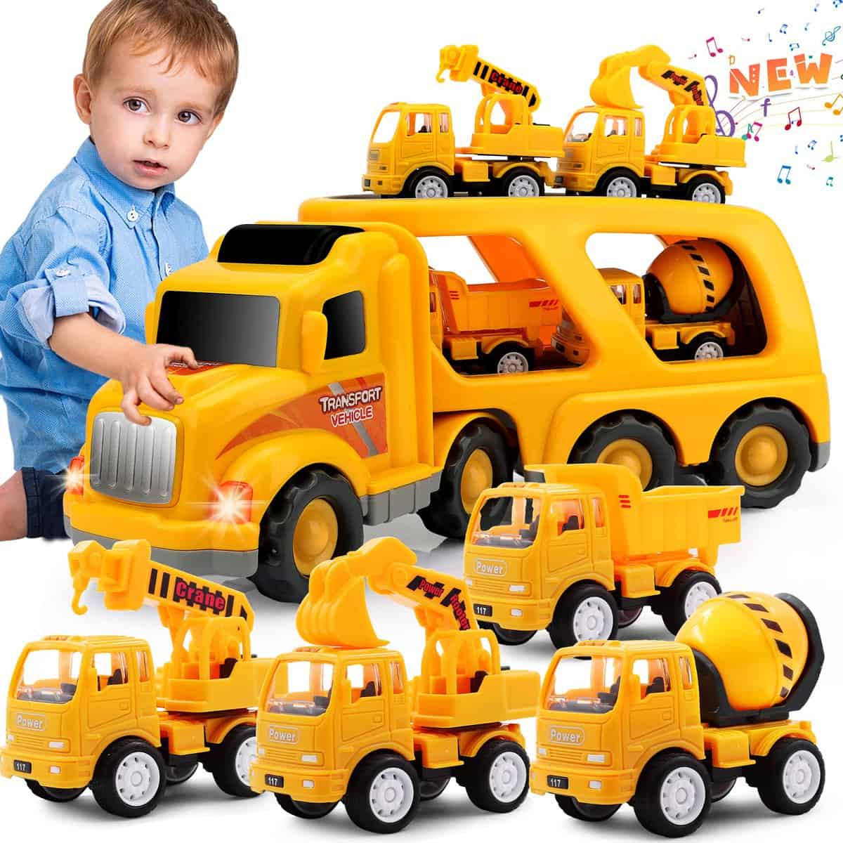 Kids Toys Car for Boys: Boy Toy Trucks for 2 3 4 5 6 Year Old Boys Girls | Toddler Toys 5 in 1 Carrier Vehicle Construction Toys for Kids Age 2-3 2-4 3-5 | Birthday Party Boy Gifts for Kids