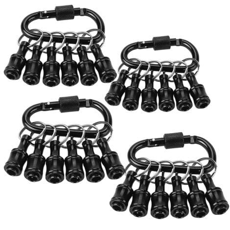 Enhanced Bit Holder Set: Includes 6 Carabiner-attached Bits for Quick Screwdriver Extension. Portable and Lightweight.