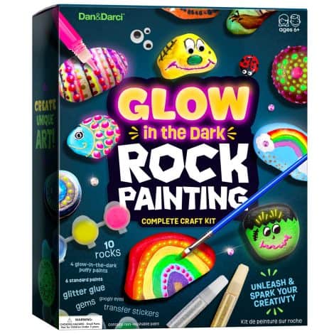 Glow-in-the-Dark Rock Painting Kit for Kids – Fun Craft Activities, Perfect Arts & Crafts Gift Ages 4-12.