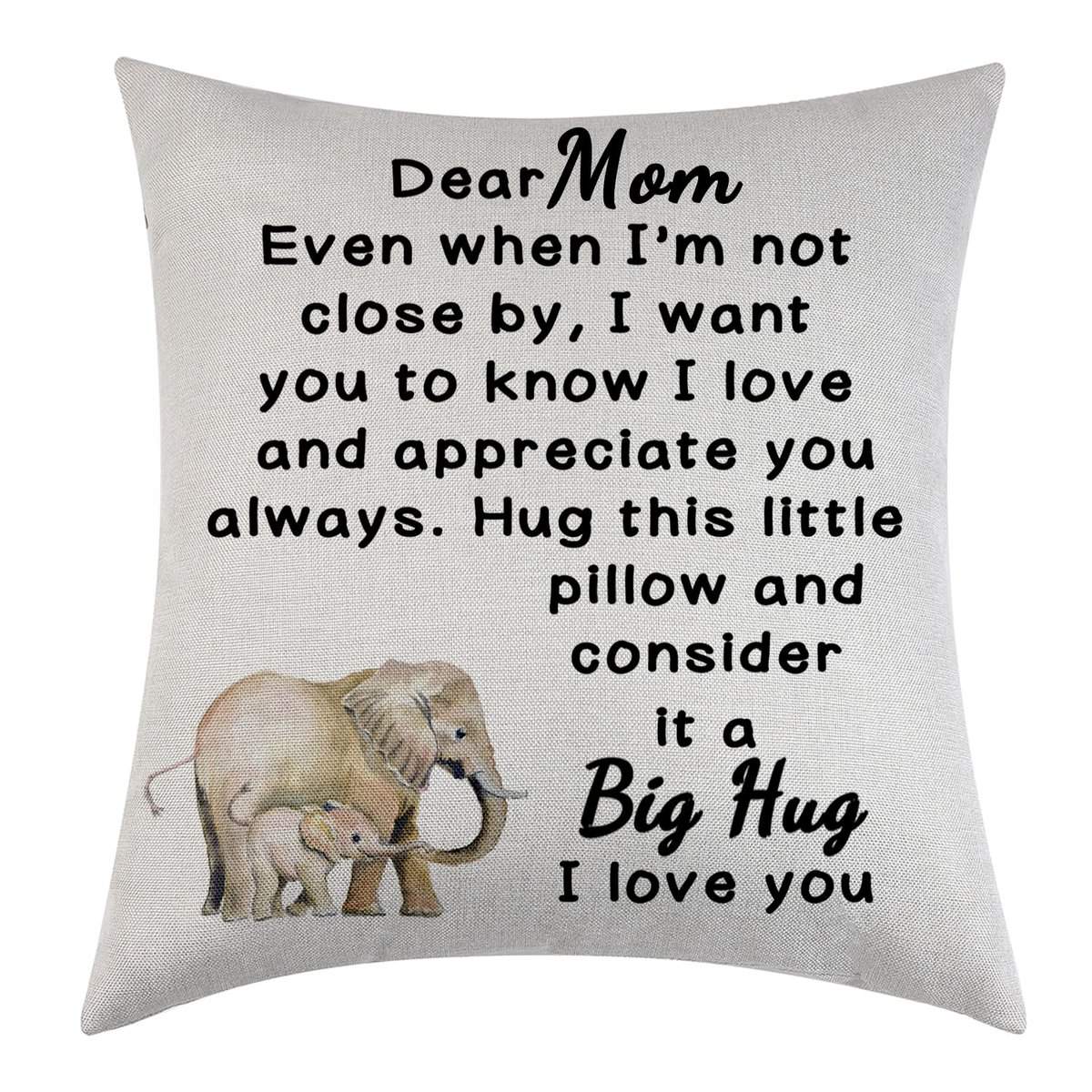 Aeiwjoi Mom Cushion Cover Mom Gift from Daughter Son Mother Birthday Gift Big Hug to My Mom Love Pillow Case Throw Pillow Cover