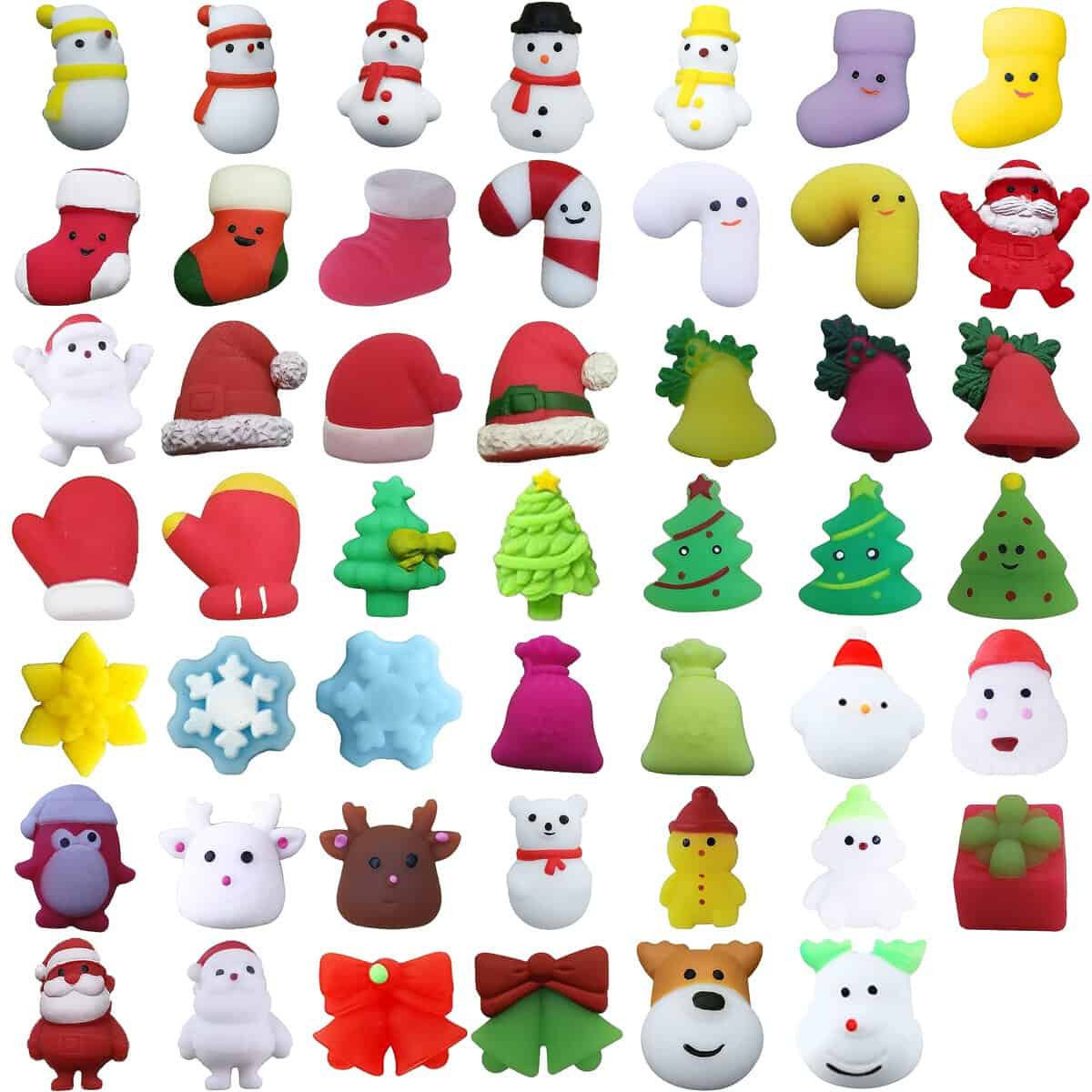 Christmas Mochi Squishy Toys, 48 PCS Christmas Squishies Toys for Kids Party Favors, Christmas Squishy Toys Bulk Individually Wrapped for Stocking Stuffers (48 Pack)