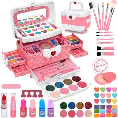 Princess Beauty Set: Real Girl Makeup Kit to Play and Pretend, Washable, Perfect Holiday Gift! Age 3-10.