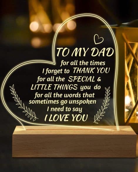 Engraved Acrylic Night Light – Hiipeenow Birthday Gift for Dad, 15CM*19CM. Perfect for Fathers Day, Birthdays, and Christmas!