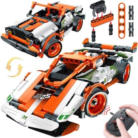 IQKidz 2-in-1 STEM RC Building Kit – Race Car/Convertible, 2.4Ghz RC Racer Toy. Perfect gift for ages 6-12, encourages engineering and construction play.