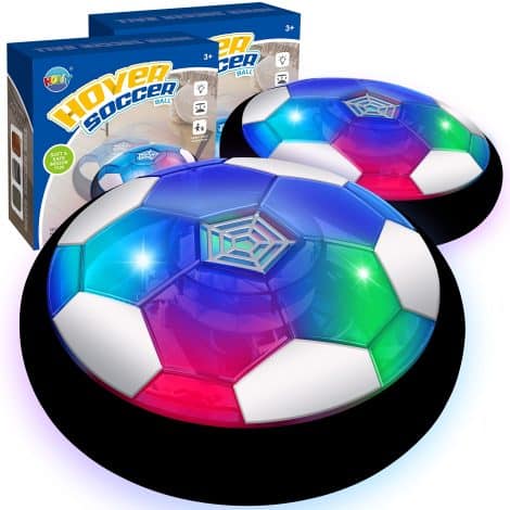 Indoor/outdoor hoverball soccer set with 2 soft foam bumper balls. Perfect gift for boys aged 3-16!