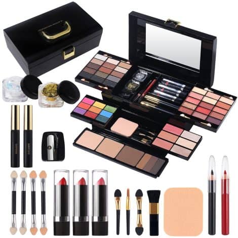 Complete Makeup Set for Women and Girls, featuring 60 shades, including eyeshadows, blushers, and lipsticks. Perfect gift!