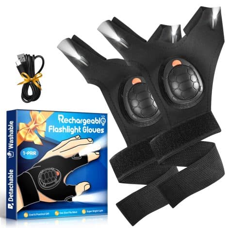 Waterproof Rechargeable LED Gloves with Finger Lights – Unique Christmas Gifts for Men Who Have Everything.