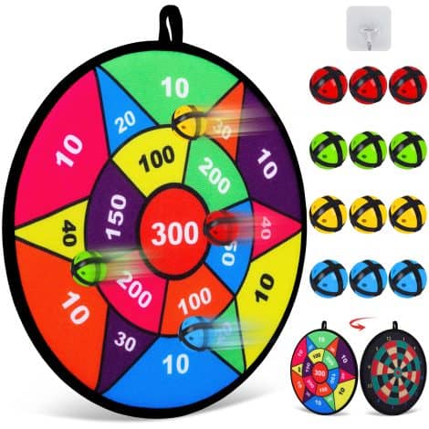 Kids’ Dart Board with Sticky Balls – Perfect for indoor or outdoor fun and birthday gifts for kids aged 3-12.