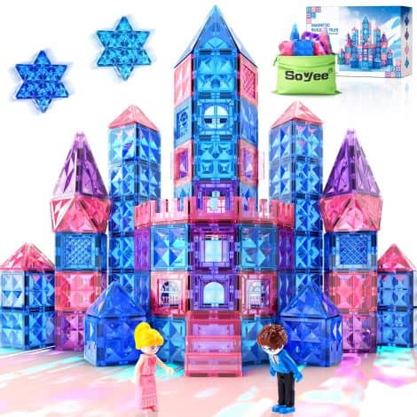 Princess-themed Frozen Diamond Magnetic Tiles – Perfect birthday gift for 3-8-year-old girls and boys, building imaginative play.