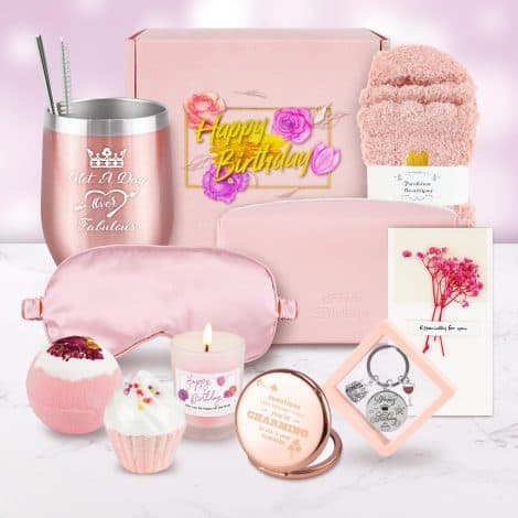 Women’s Birthday Gift Set: Thermally-Insulated Tumbler with Assorted Goodies, the Perfect Present for Mom, Friends, and Loved Ones.