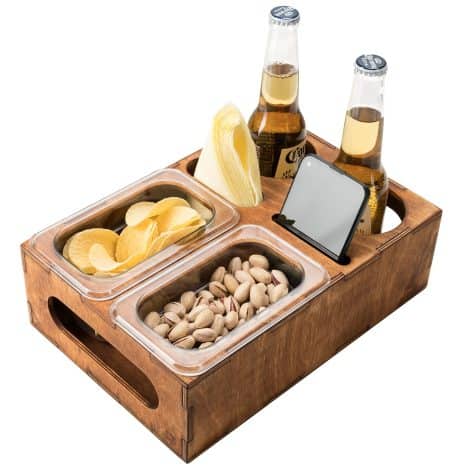 Wooden Beer Box – Perfect gift for dads, beer enthusiasts. Holds glasses, snacks, and even remote controls.