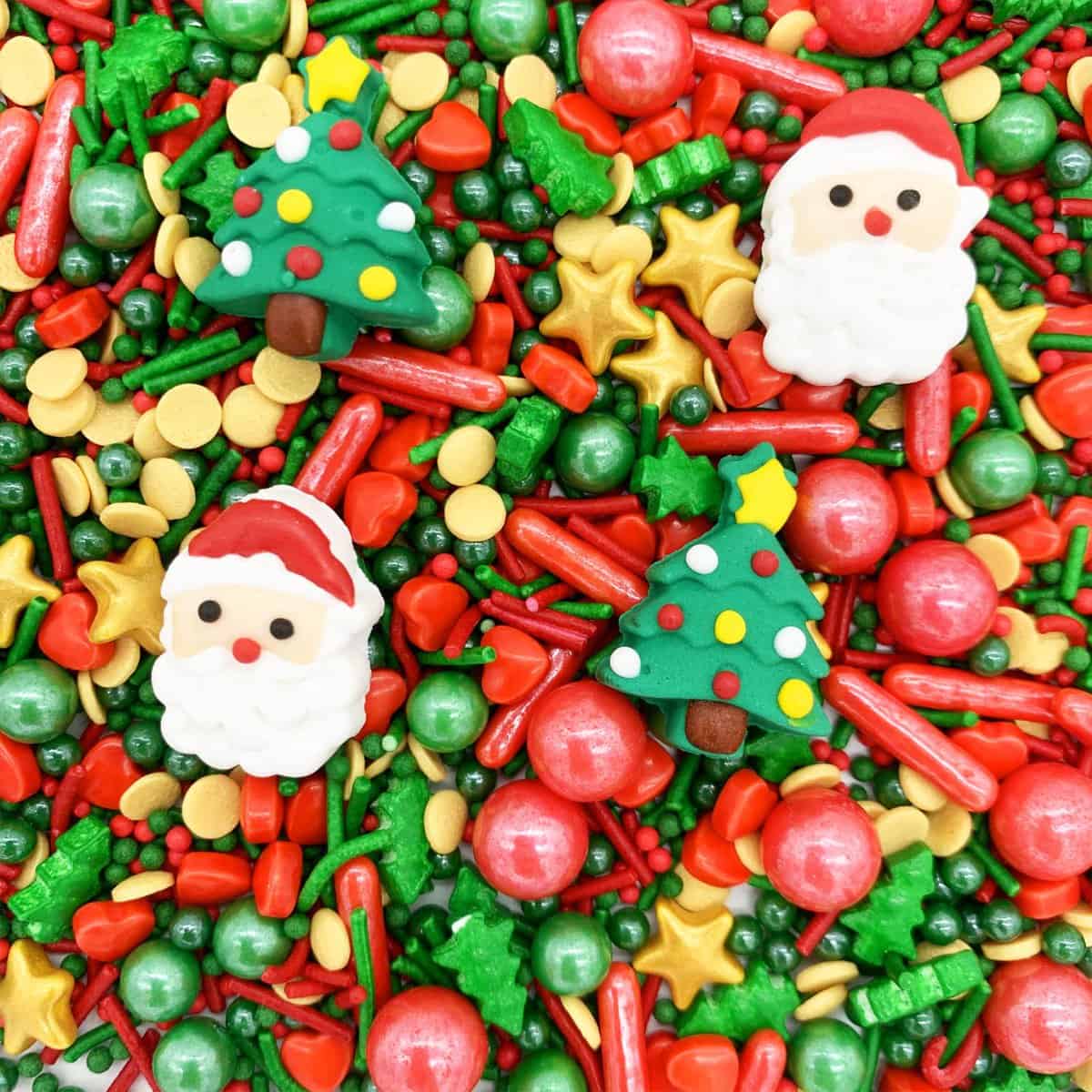 Christmas Sprinkle Santa Christmas Tree Candy Cupcake Cake Dessert Cookie Decoration Edible Icing Frosting Party Supplies 3.4oz