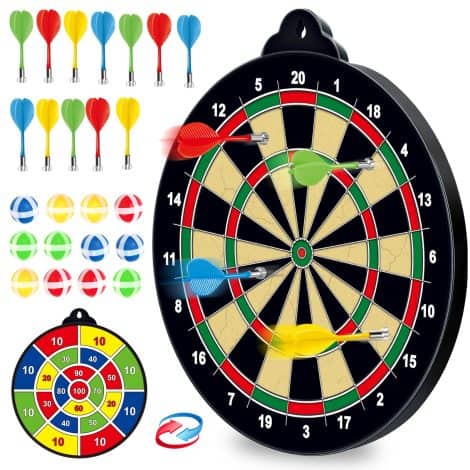 SpringFlower Magnetic Dart Board with 12 Magnetic Darts and 12 Sticky Balls – Perfect Indoor Game and Party Toy for 5-12 Year Old Boys.