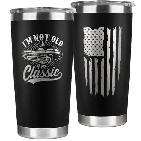 Great selection of gifts for men, including birthday presents for grandpa, dad, and husband. Perfect for 40th, 50th, 60th, 70th birthdays, or as Christmas gifts. Check out our 20 oz tumbler!