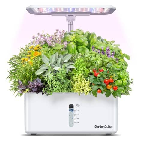 GardenCube Hydroponics System: Indoor herb garden with grow light, 8 pods, and automatic height adjustment. Perfect kitchen gift.