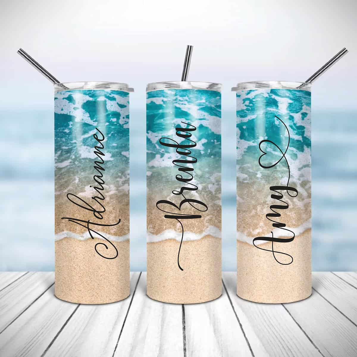 Forever Personalized Beach Tumbler | Personalized Tumblers With Name | 20oz Stainless Steel Tumblers | Bridesmaid Gifts | Travel Cup | Custom Tumbler | Personalized Gifts | Beach Gifts | Custom Cups